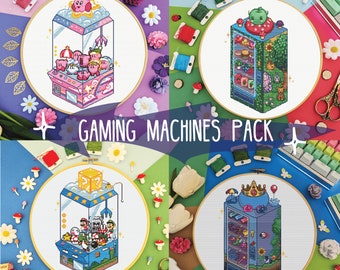 Gaming Machines Collection - Modern Gaming Kids Room Value Pack Bundle Cross Stitch Pattern - Digital PDF, Instant Download