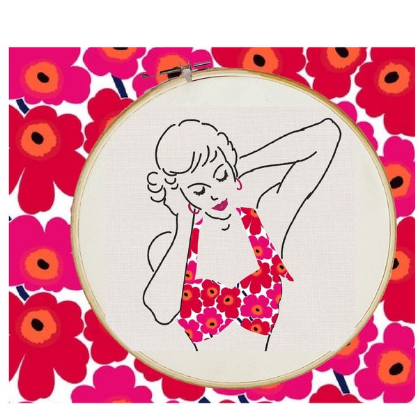 Beach Babe Feminine Fashion Swimwear Embroidery & Applique Pattern - PDF, Instant Download
