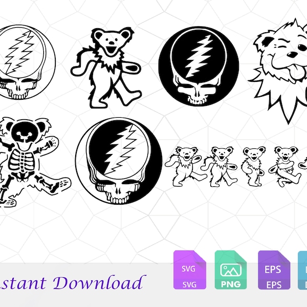 Grateful Dead SVG Bundle PNG, Grateful Dead, Instant Download, Cricut Clipart File, Instant Digital Download, Grateful Dead Cricut Shirt