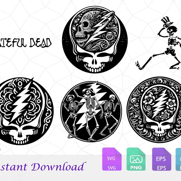 Grateful Dead SVG Bundle PNG, Grateful Dead, Instant Download, Cricut Clipart File, Instant Digital Download, Grateful Dead Cricut Shirt Svg