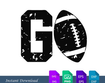 Go Football SVG, Go Distressed Football SVG File, Go Football SVG Design, Football Svg, Distressed Football Svg, Png, Dxf, Cricut, Cut File