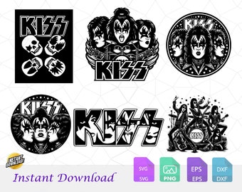 KISS Band Bundle SVG, Kiss SVG, Kiss Band Svg, Kiss Svg Bundle, Kiss masks svg, Kiss, Rock Band Logo, Instant download, cricut, silhouette