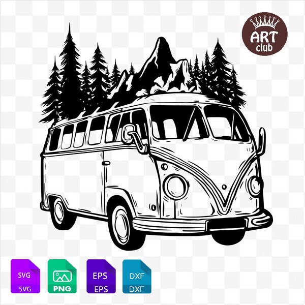 Hippie bus, Bus Download Svg File, hippie Bus, Bus, Svg, Png, Dxf, Eps, Cricut, Cut File, T Shirt Design SVG, Instant Download