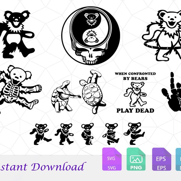 Grateful Dead SVG Bundle, PNG, Grateful Dead, Instant Download, Cricut Clipart File, Instant Digital Download, Grateful Dead Cricut Shirt