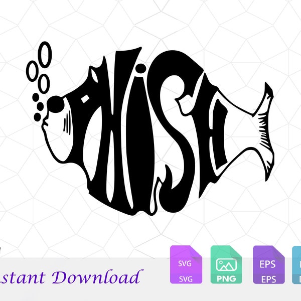 Phish SVG, Fish SVG, Cut file Clipart, Cricut, Silhouette, Instant Digital Download, Resizable Image for cutting Vinyl, Crafts, Makers