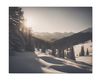 Snowy Mountain Sunrise Canvas Gallery Wraps
