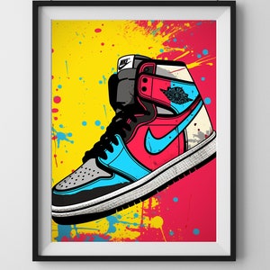 LV Hi Top Sneaker Shoes Nike Jordan Graffiti Pop Art Wall Art