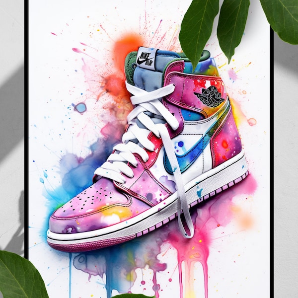 Air Jordan 1 Sneakers Art Print | Digital Download |