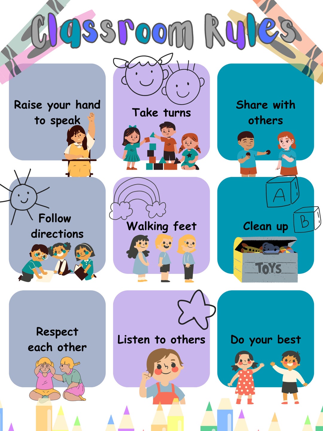 Digital Classroom Rules Poster Etsy