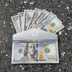 Silver Foil Serenity Envelope + Money Notes for Manifestation, Intention Setting, Saving, Fun and more