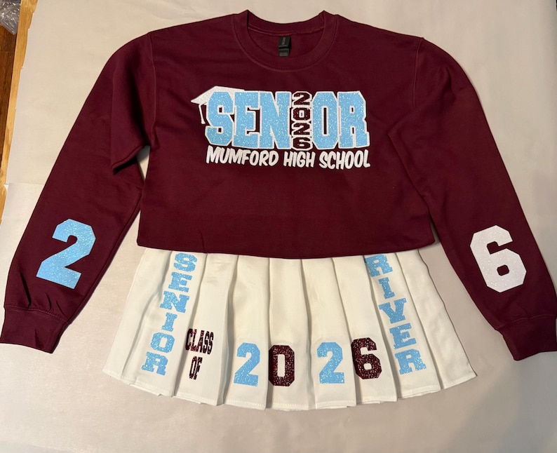 Personalized Graduation Senior Outfit/ Skirt and Sweatshirt Set/ Senior 2026/ Grad Gifts/ Senior Pictures/ image 10