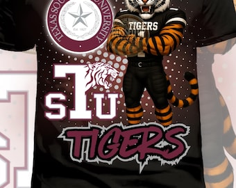 Diseño de mascota de fútbol inspirado en los Texas Southern Tigers / Ropa y artículos de HBCU Pride