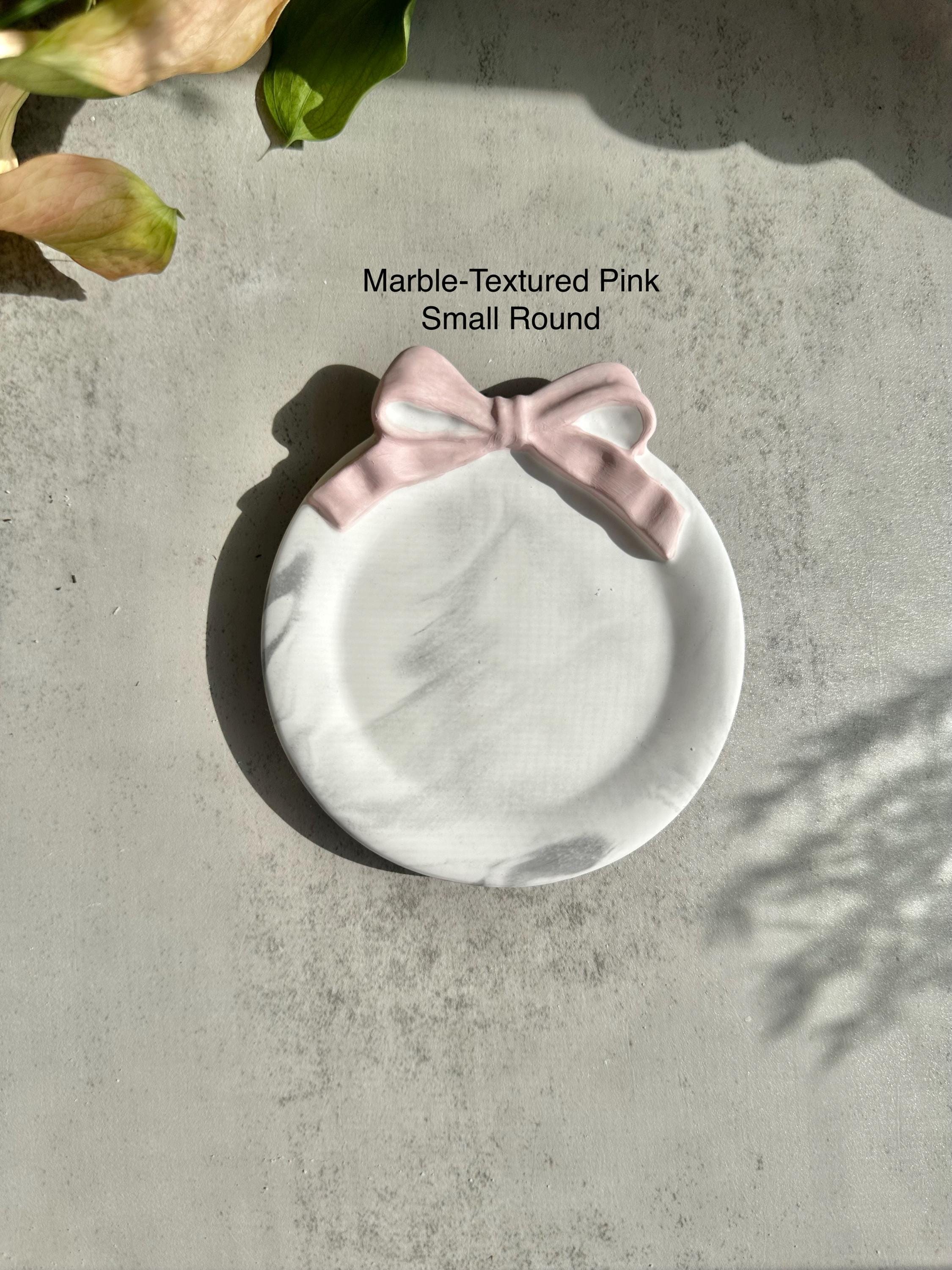 Vassoio con fiocco rosa / Portagioie e porta anelli Coquette / Portaoggetti / Regalo con effetto marmo per lei - Italia