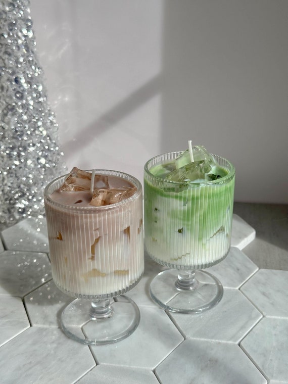 Iced Cafe Latte Candles, Iced Matcha Latte Candles, Strawberry Matcha Latte, Scented Soy Candles, Dessert Candles, Gift for Coffee Lovers