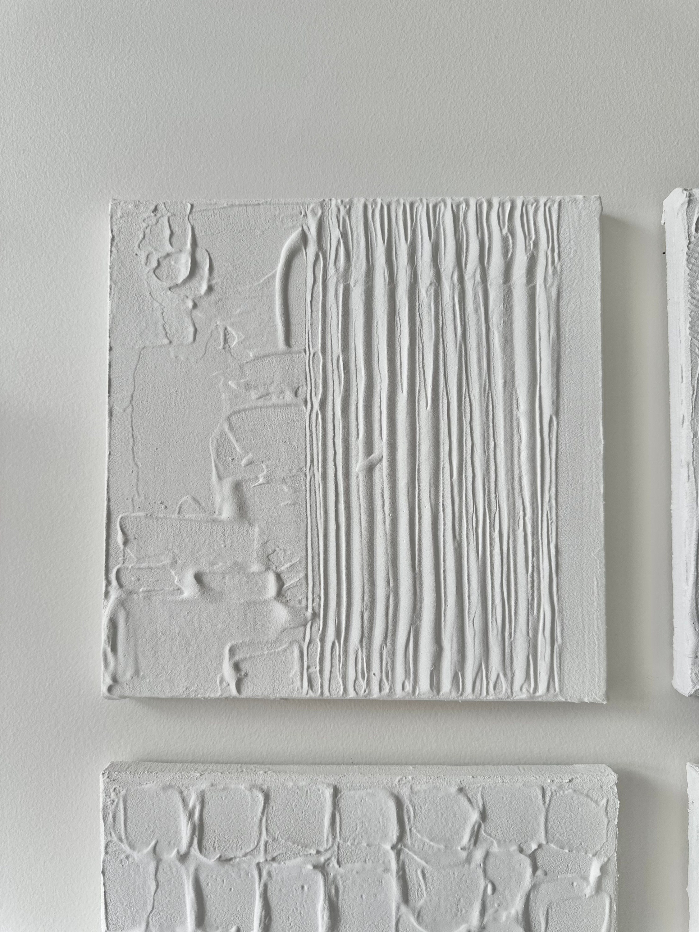 Image showcasing Abstract White Plaster Texture Wall Art | Mid Century Boho Canvas ...