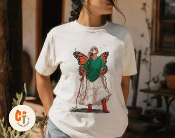 Mexican Butterfly Graphic Tee | Monarch Wings Shirt, Luchadora Inspired Comfort Colors Tee, Chicana Gift, Latina Graphic T-Shirt