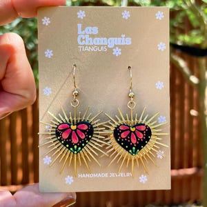 Handmade Sacred Heart Earrings | Mexican Folk Art Polymer Clay Jewelry