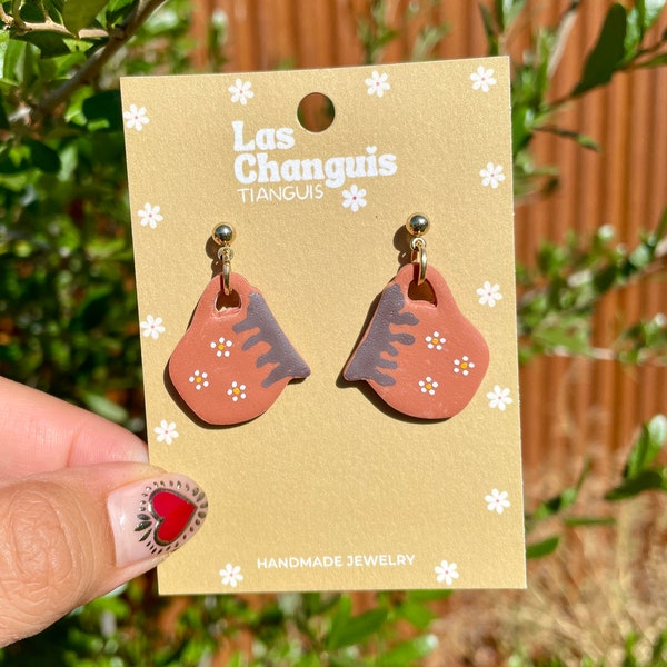 Handcrafted Clay Jarritos Earrings - Floral Mexican Pottery Design