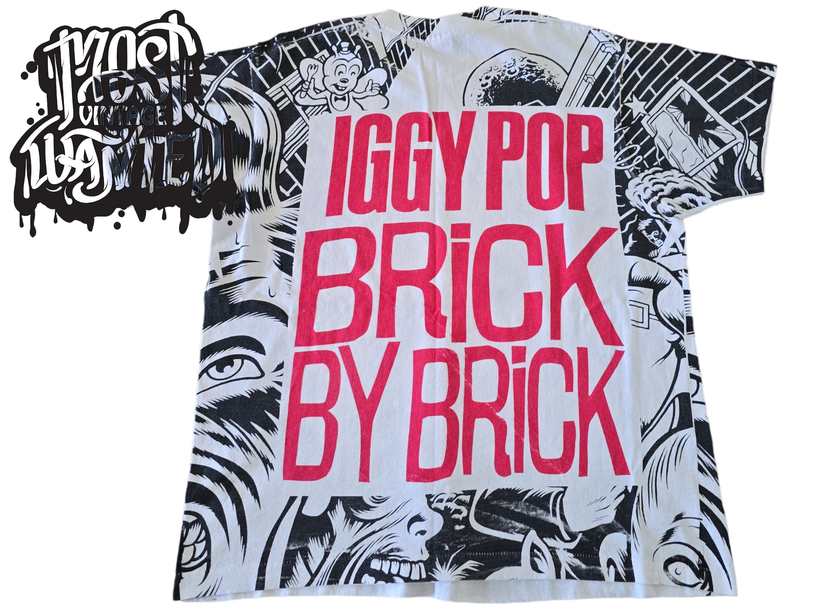 ビンテージ Iggy Pop Brick by Brick 総柄Tシャツ 1990s Iggy Pop Brick by Brick AOP Shirt. - Etsy
