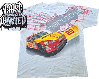 スペシャル◎ 80's Kevin Harvick ALL over print Chase Authentics Kevin Harvick All Over Print White T Shirt XL