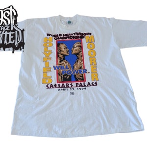 vintage 1990s Holyfield vs. Moorer &quot;Will Power&quot; Fight promo T-shirt.