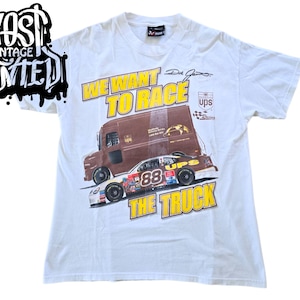 2000s Dale Jarrett UPS “Race the Truck” NASCAR Tee – “People Love the Truck”
