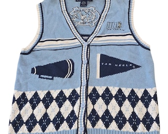Vintage North Carolina Tar Heels Birch Bros. Knitted Sweater Vest.