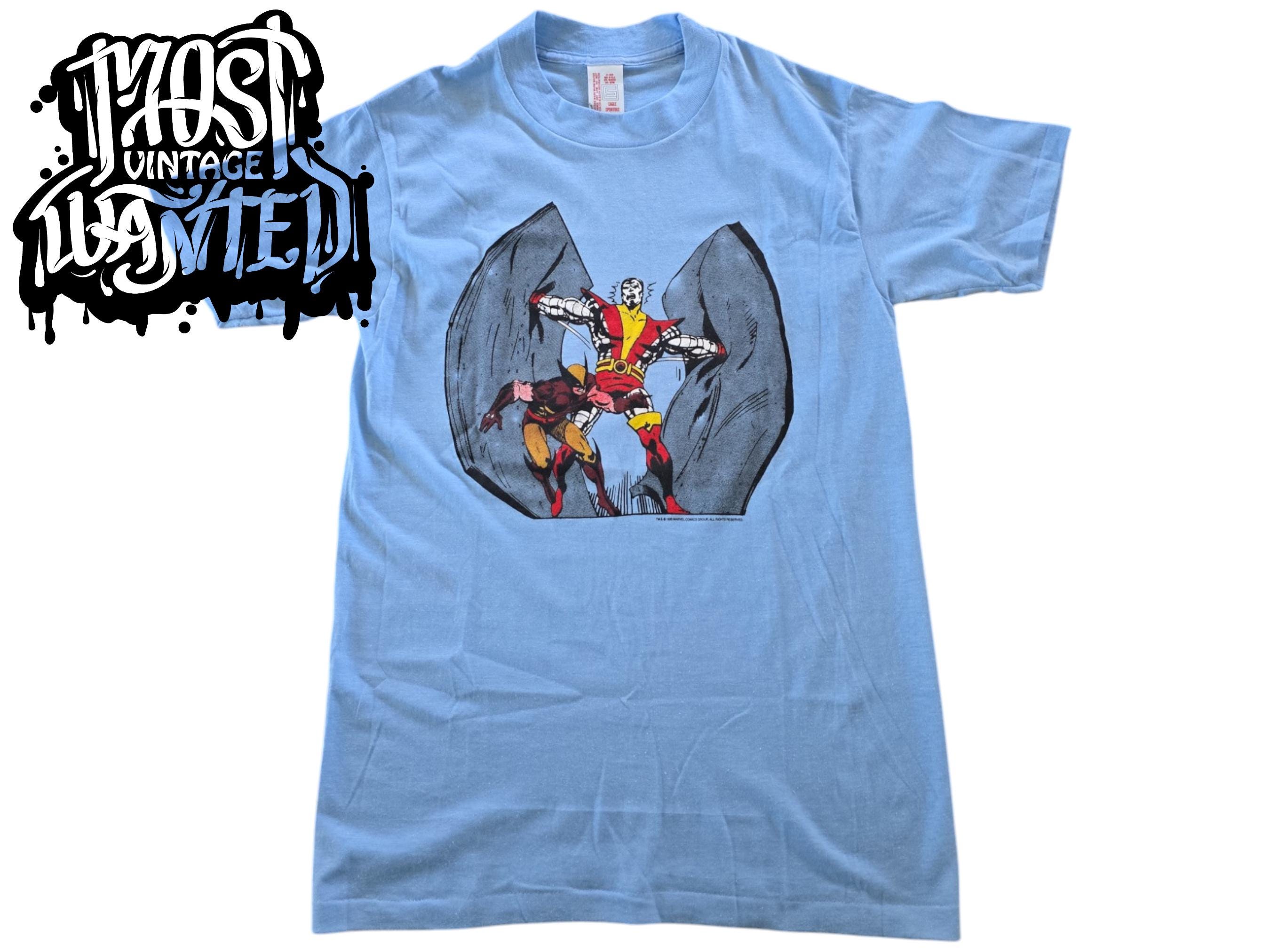 【SALE】80s Marvel wolverine tee 80s Marvel X-men Wolverine Vs Colossus T-shirt – Vintage