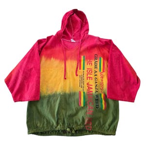 Vintage 1990s LA Trenzz jamaikanische Ganja Unkraut Kordelzug Hoodie.