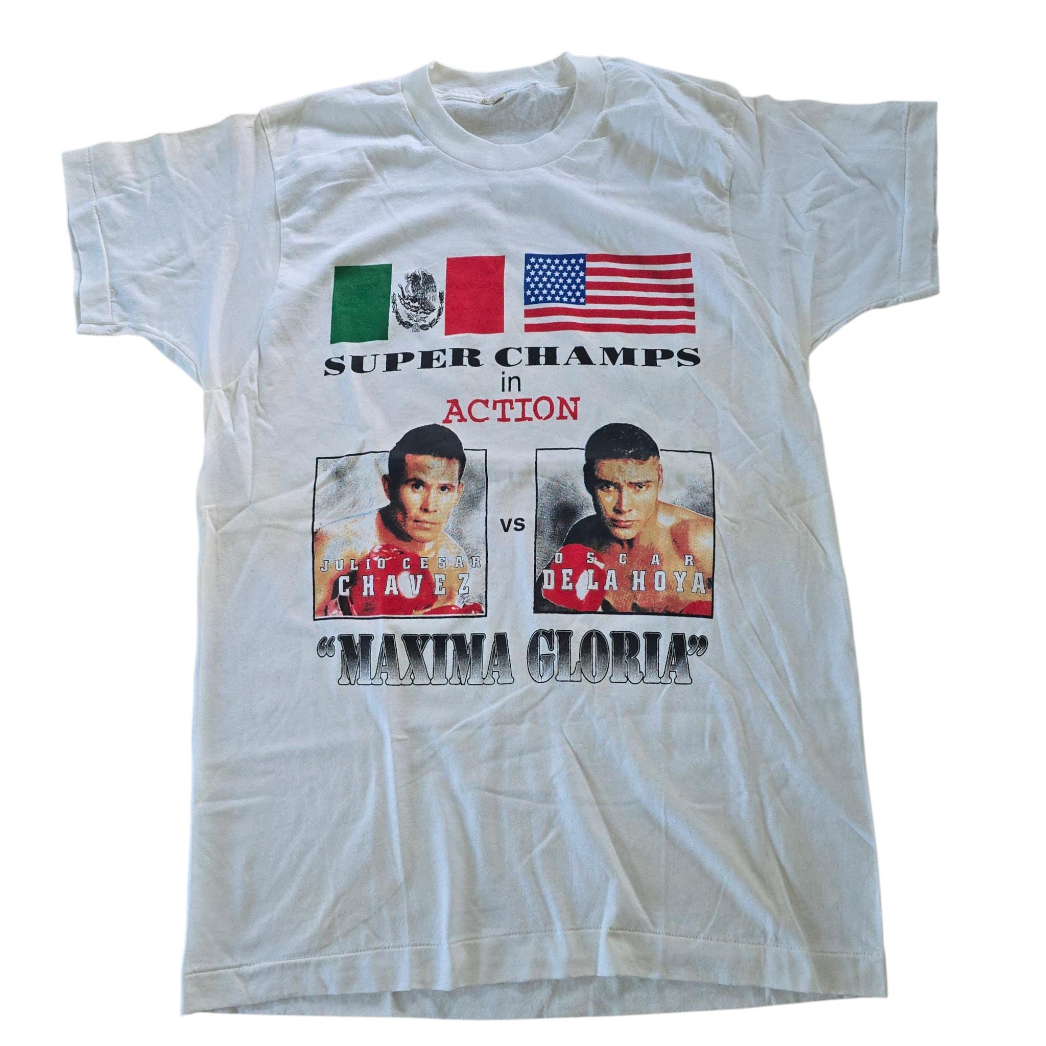 T-shirt Vintage Oscar De La Hoya Années 90 - Taille L, Coton, Occasion Très Bon état, Rap/boxe