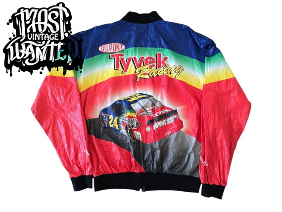 1990s Vintage Dupont Tyvek Racing Windbreaker Jacket. (TAGGED XL