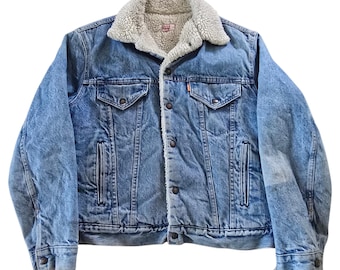Vintage 1970's Levi's 70605 Denim Sherpa Jacket | Size M - Www