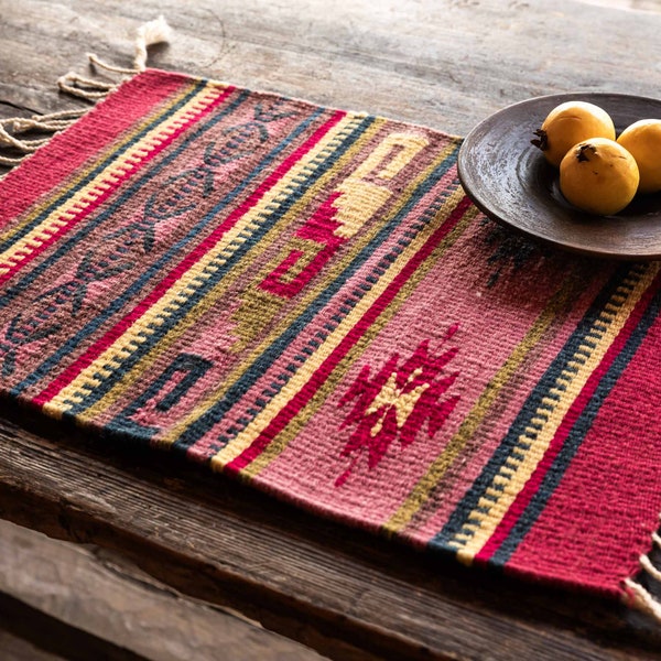 Table napkin, fruit bowl base, Zapotec plate holder, decorative for dining room, natural dye and hand-woven on a pedal loom.