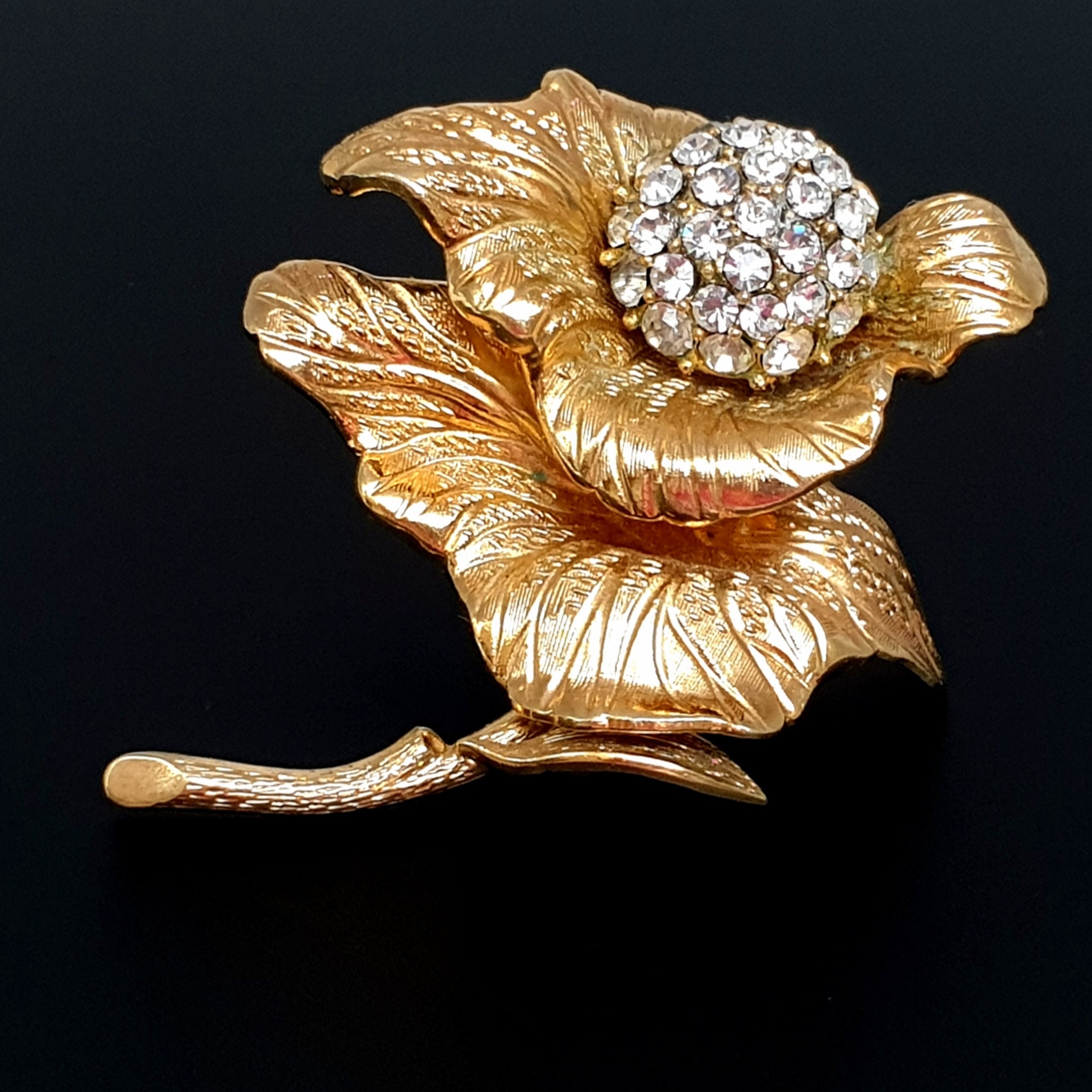 GROSSE for DIOR RARE 1967 Vintage Gold Plated Fancy Flower