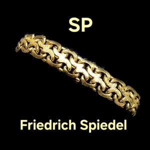 Friedrich Spiedel Vintage Gold Plated Links Bracelet. Signed SP (Spiedel Pforzheim) Stamped Americaner (American Double)