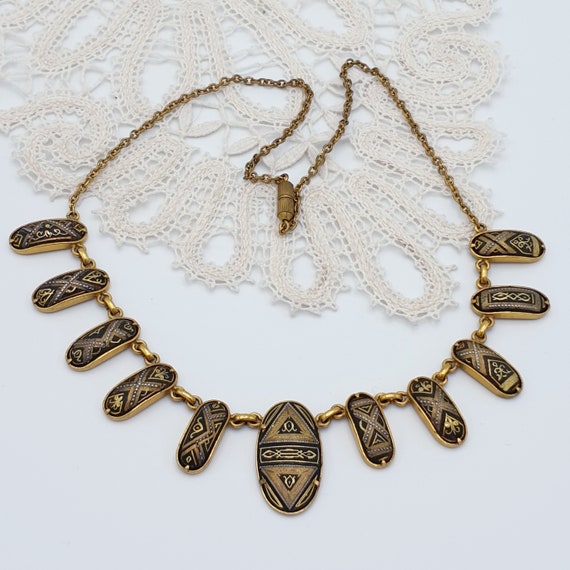 Antique Damascene Gold Inlay Necklace. Rare 1920s… - image 5