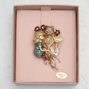 KIRKS FOLLY Alice in Wonderland Rare Vintage Brooch. Signed, Unused with Original Box.