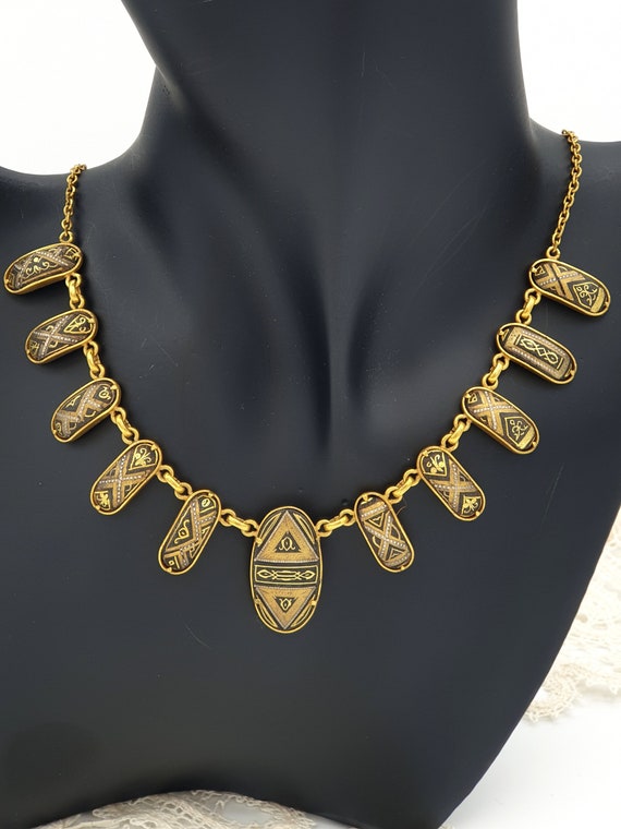 Antique Damascene Gold Inlay Necklace. Rare 1920s… - image 3