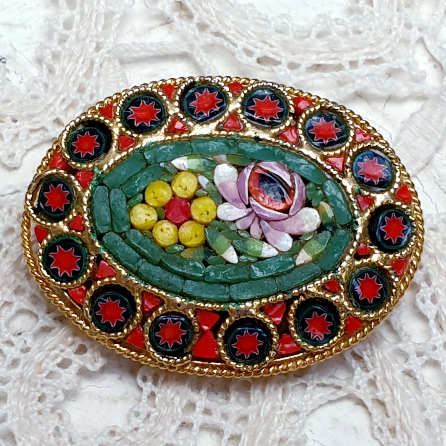 ANCIENNE BROCHE /MICRO mosaique /VOIR DESCRIPTIF EUR