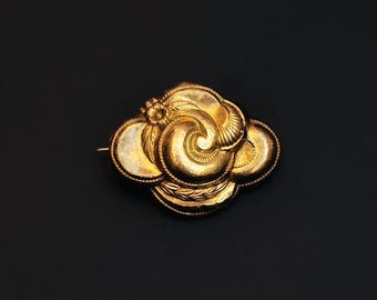 Antique Biedermeier Schaumgold Brooch. Germany 1830-1840s