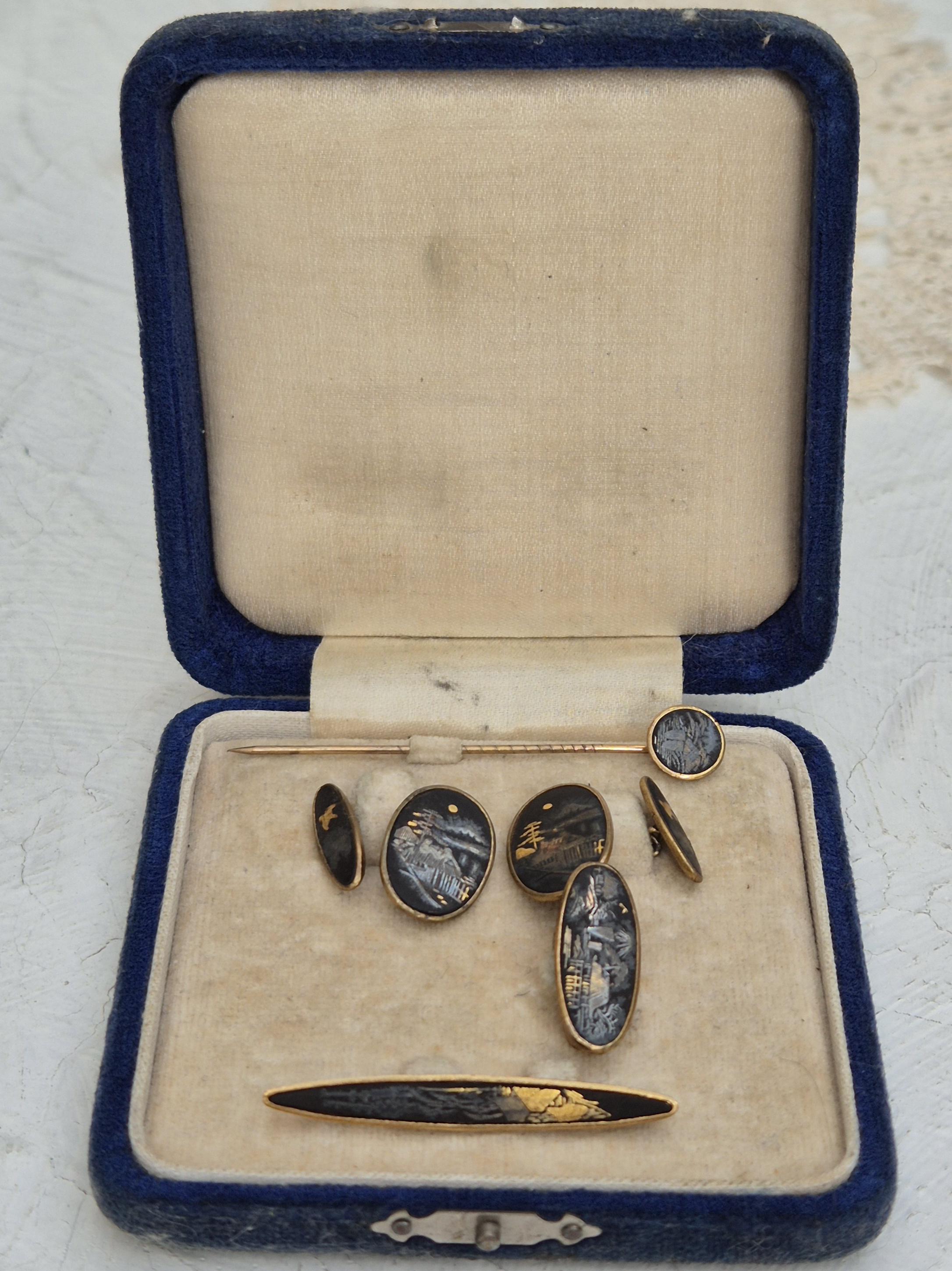 Fermoir à Poignard Vintage Amita Damascene – Incrustations Or Et Argent, Boîte D'origine Incluse, Pièce Ancienne