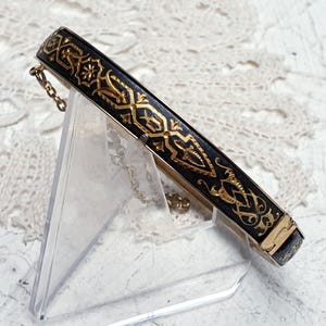 Vintage Damaszener Toledo Gold Inlay Armreif Klapp-Armband mit Sicherheitskette