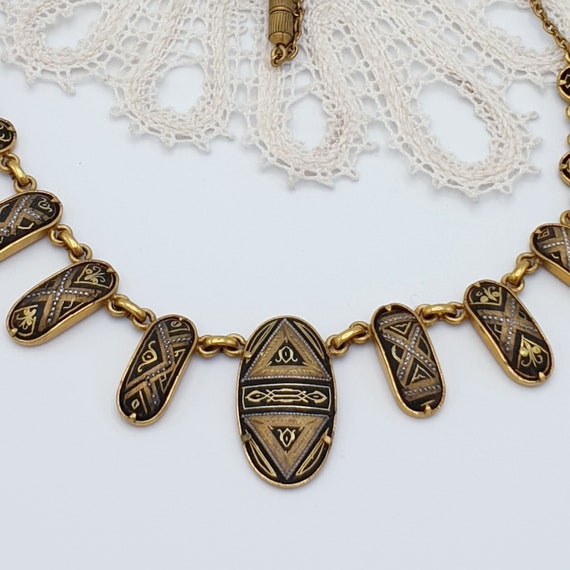 Antique Damascene Gold Inlay Necklace. Rare 1920s… - image 6
