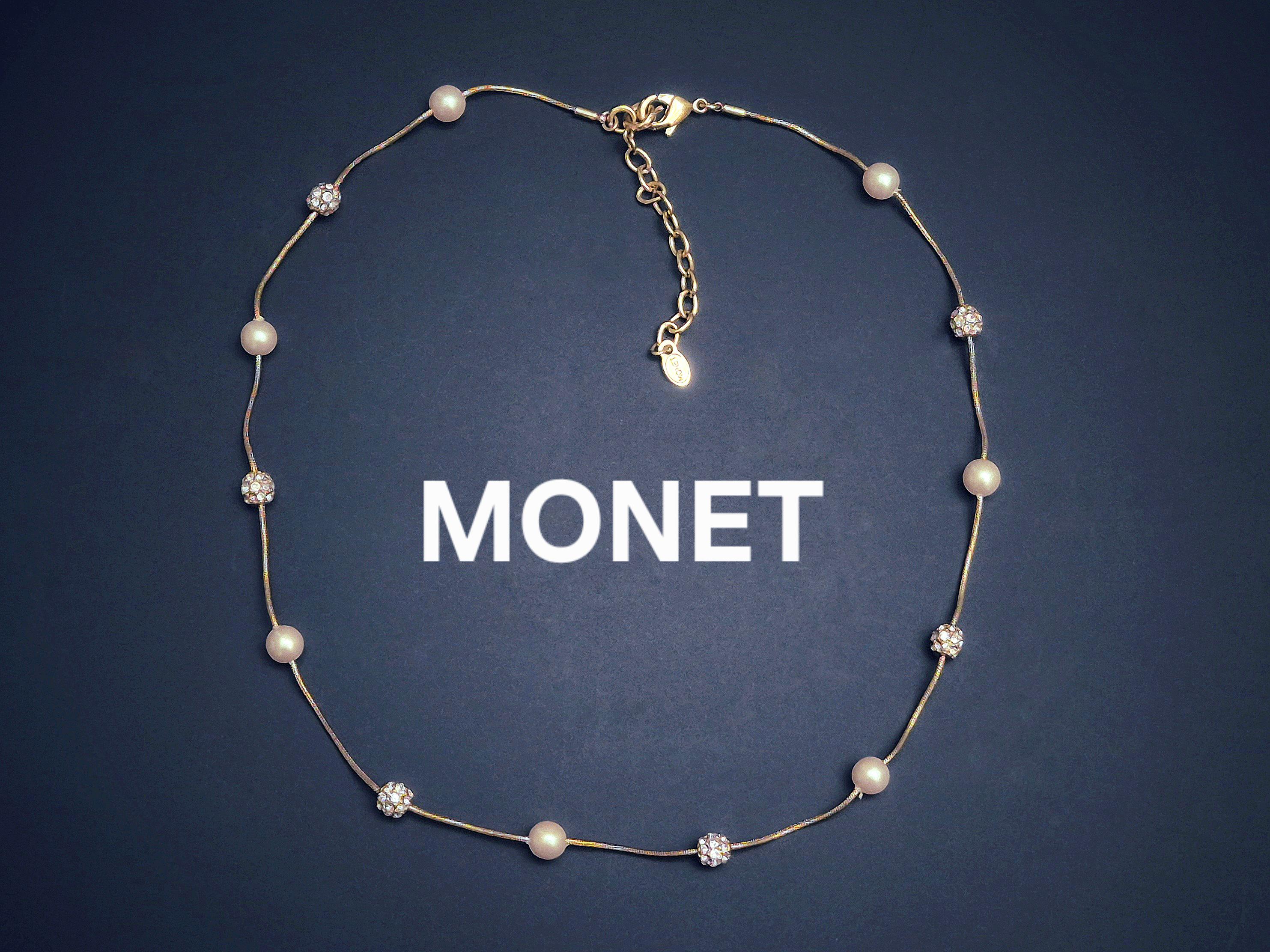 MONET ヴィンテージ ゴールド メッキ チェーン ネックレス、フェイク 