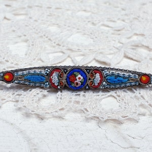 Antique Micro Mosaic Floral Brooch Italy Grand Tour Art Deco Jewelry