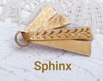 Sphinx Vintage Gold plated Minimalist Style  Brooch.  Numbered 1390