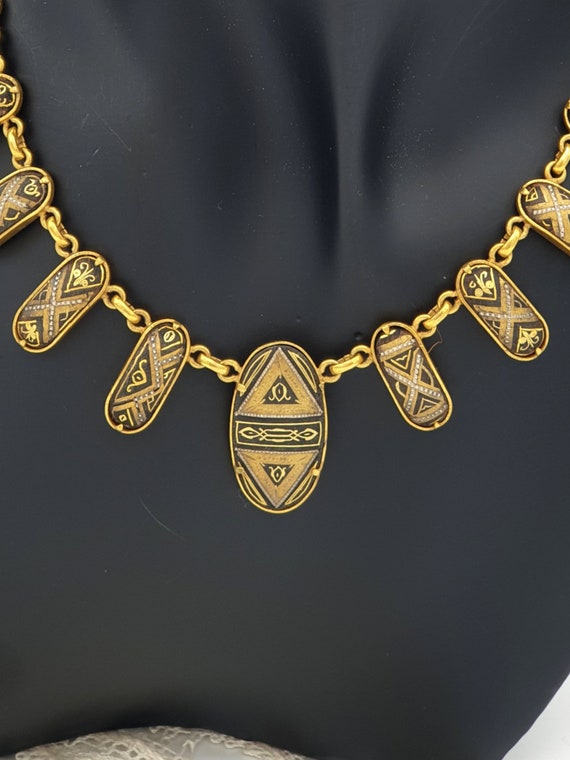 Antique Damascene Gold Inlay Necklace. Rare 1920s… - image 4