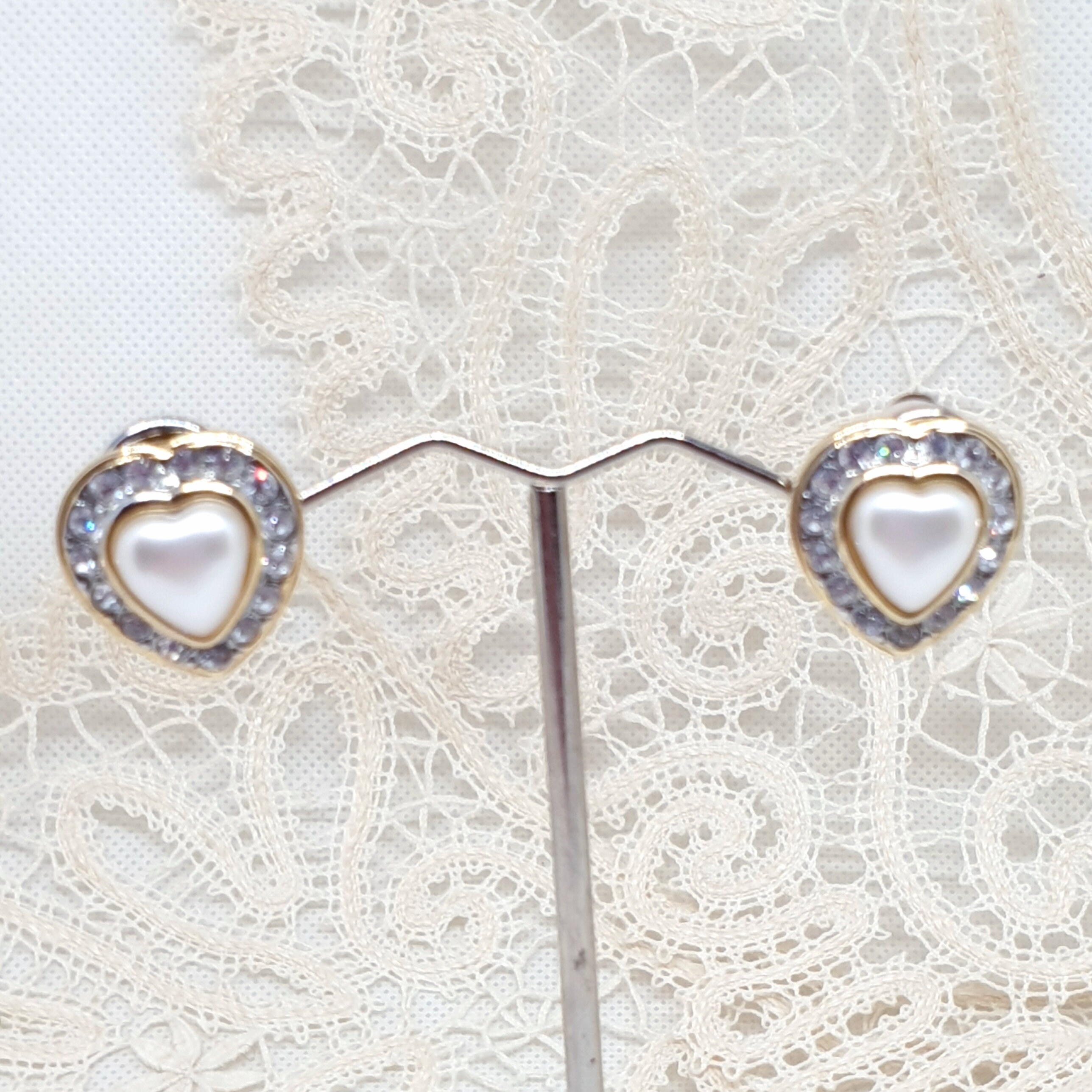 Boucles D'oreilles Clips Vintage En Forme De Cœur Doré - Occasion TBE