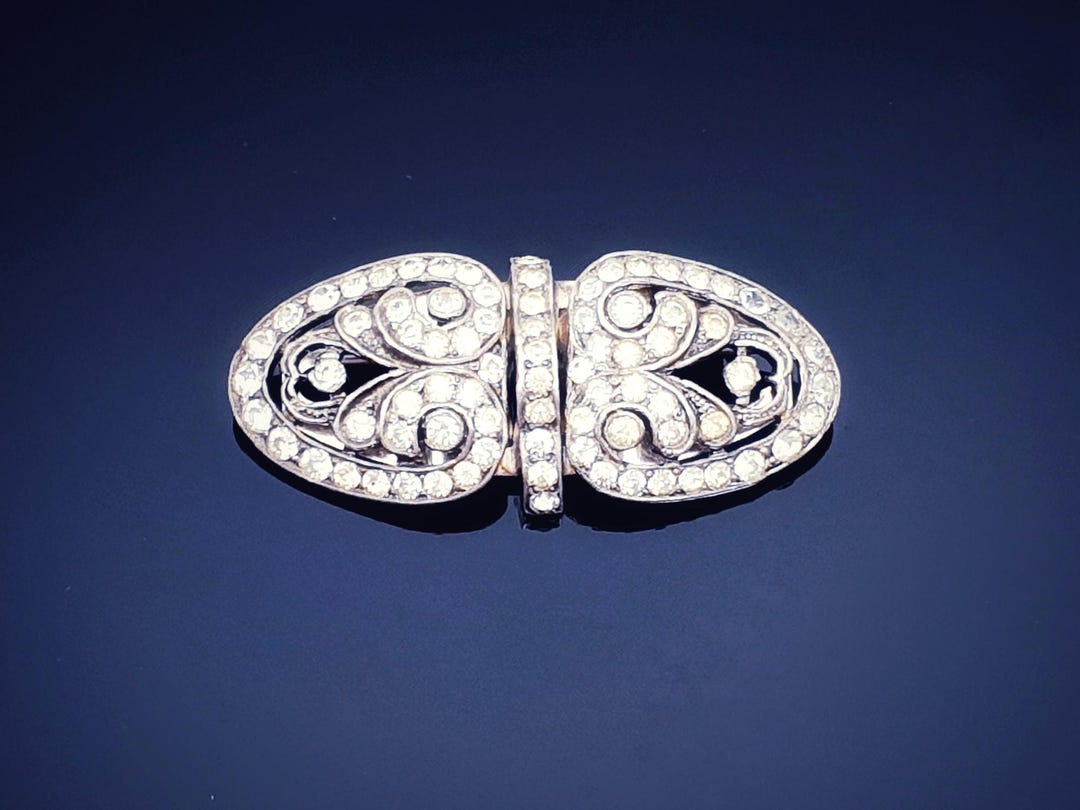 Broche Ancienne Art Déco Voilier - Signée Déposé - Imitation Essex Crystal - Occasion