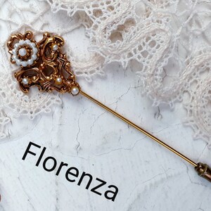 Vintage 1960s FLORENZA Signed Statement Brooch Victorian Style Faux Pearls Elegant brooch needle pin